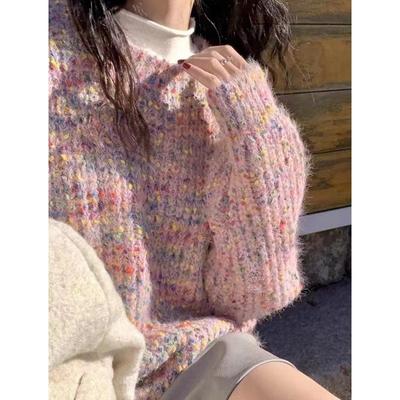 Regenbogen Nische Design Sinn fauler Pullover Damen Saison Herbst und Winter verdickt neuer Top Strickpullover Damen