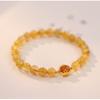 Citrine Natural Golden Rutilated Quartz Beaded Bracelet for Women, Alloy Jewelry