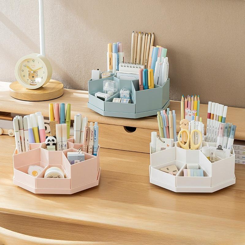 Large Capacity Detachable High Aesthetic Rotating Pen Holder, Plastic Desktop Office Storage Box