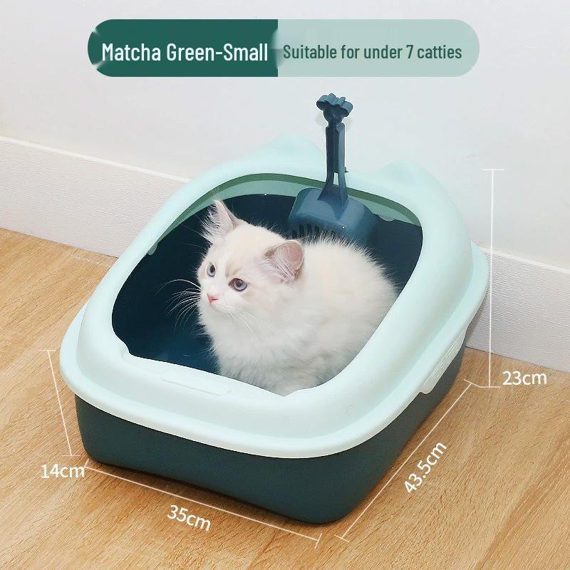 Extra Large Semi-Enclosed Cat Litter Box with High Sides & Scoop - Splash-Proof Design Semi-enclosed Litter Box, Cat Ear Design