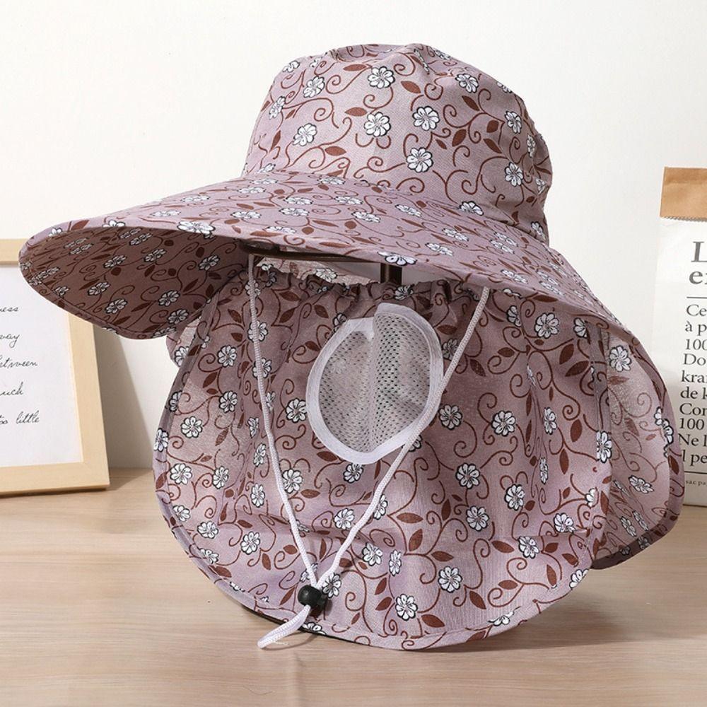 Face Mask Sunshade Shawl Cap Printing Agricultural Work Hat Fashion Wide Brim Sun Hat  Summer
