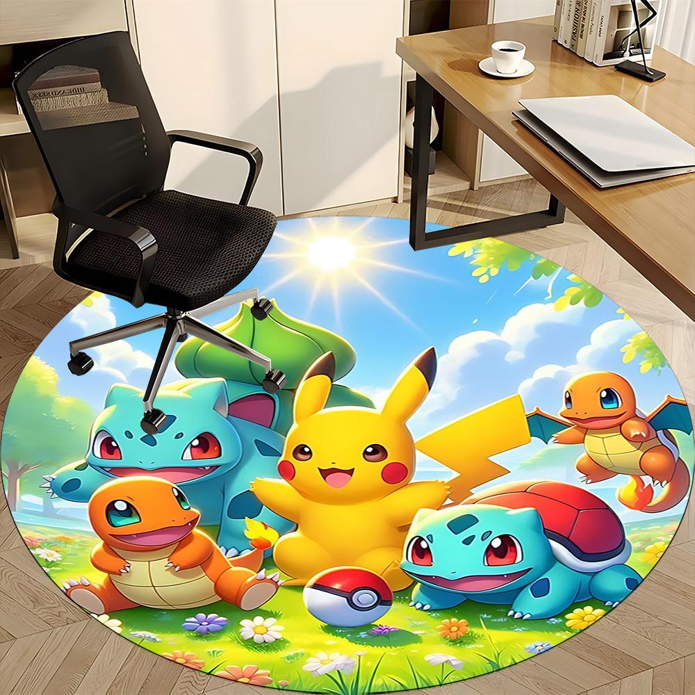 1pc Pokémon Characters Office Round Area Rug, Under Office Chairs Bedroom Living Room Home Decor  A1016283