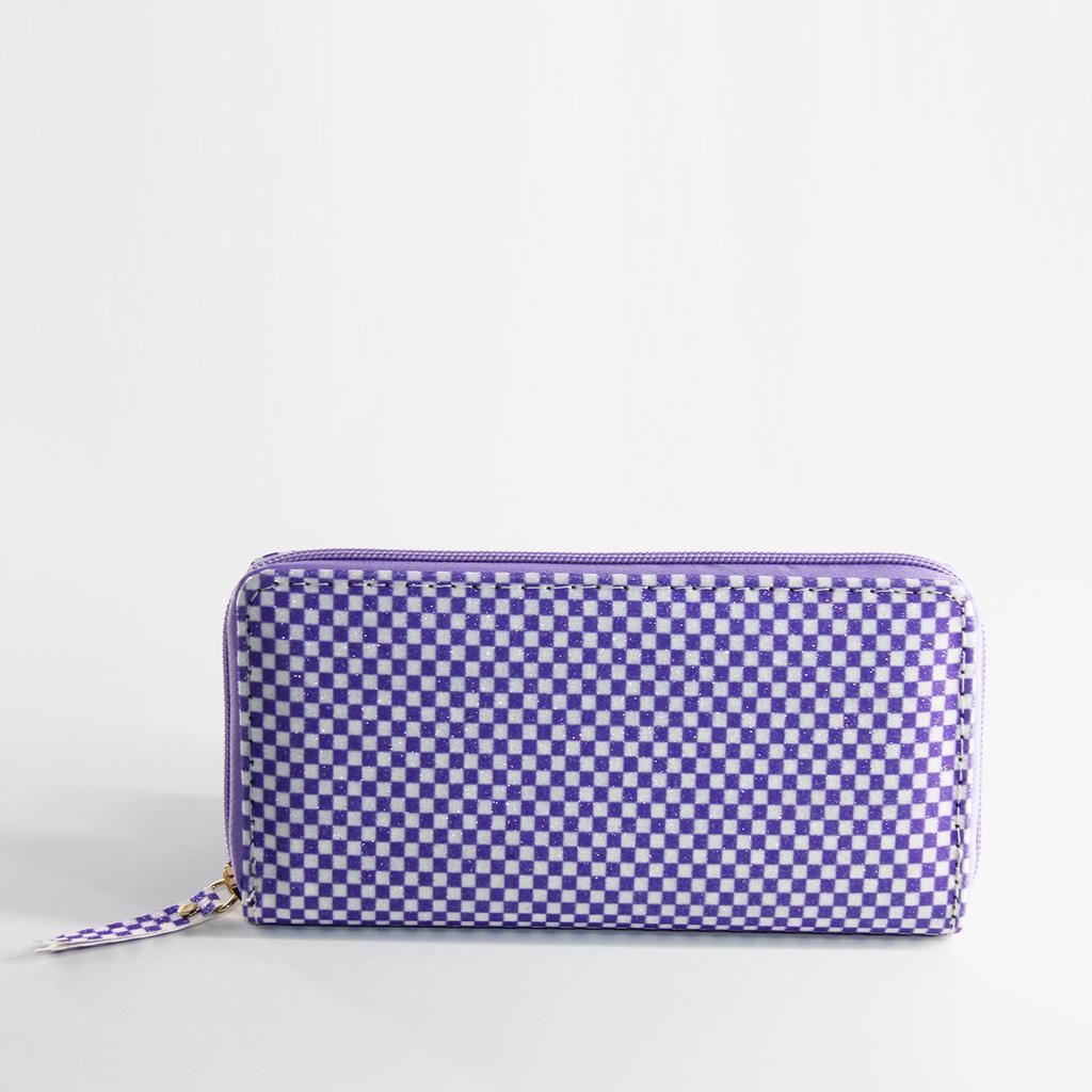 Glitter checkerboard zipper wallet, clutch bag wallet card bag children's bag