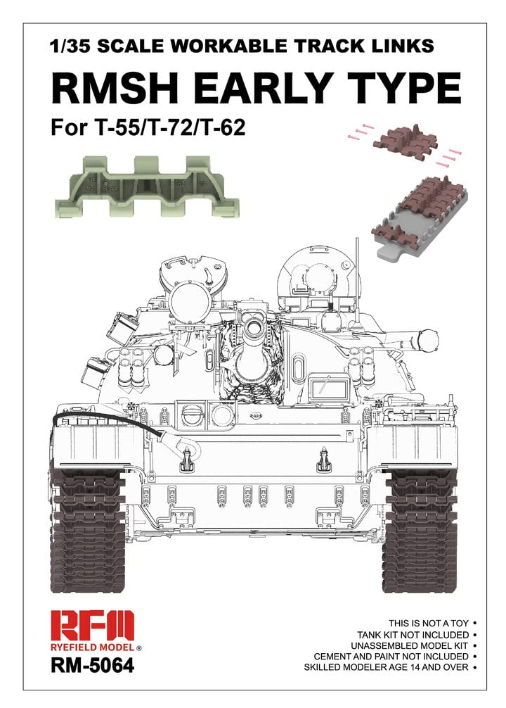 Ryfield Model Soviet Army RMsh Early Model Movable Track Set Injection Plastic Model Parts RFM5064 1/35 T-55 T-72 T-62