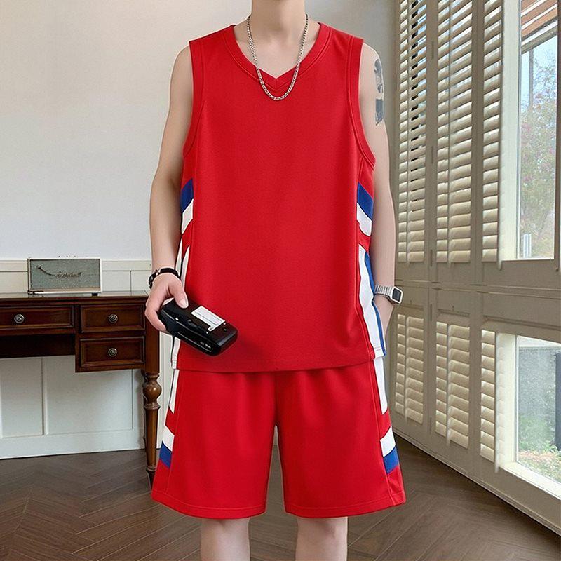 

Men s 11051 Ice Silk Sleeveless Vest & Shorts Set - Quick Dry, Loose Fit for Summer 2026 Training and Playing. XXXL