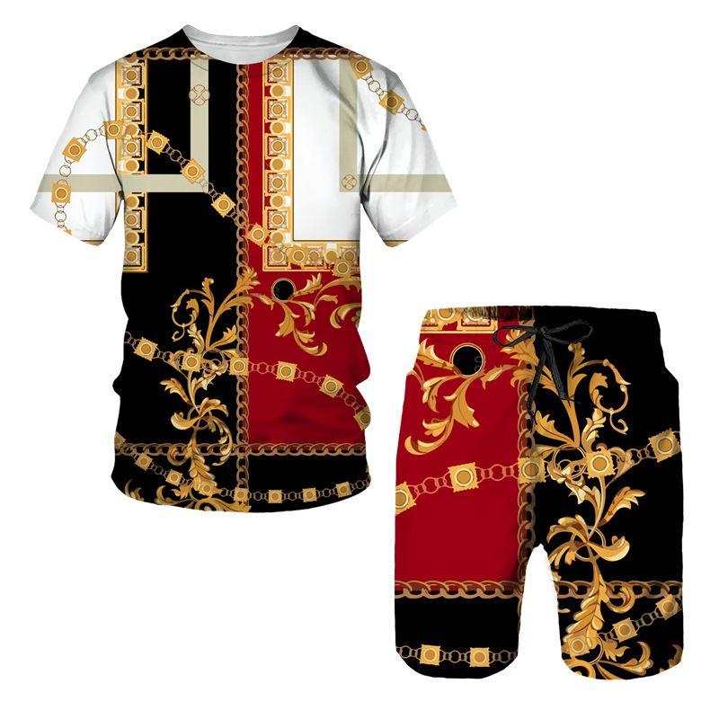 2025 Sommermode T-Shirt Set Tägliche Outdoor-Strandshorts Herren Kurzarm T-Shirt und Shorts Set Sommer 3D Gedruckt