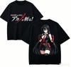 2026 Summer Akame Ga Kill Akame Dual Sided Tshirt Katana Girl Japanese Text Anime Print Oversized Cotton Tee For Otaku Fans Top