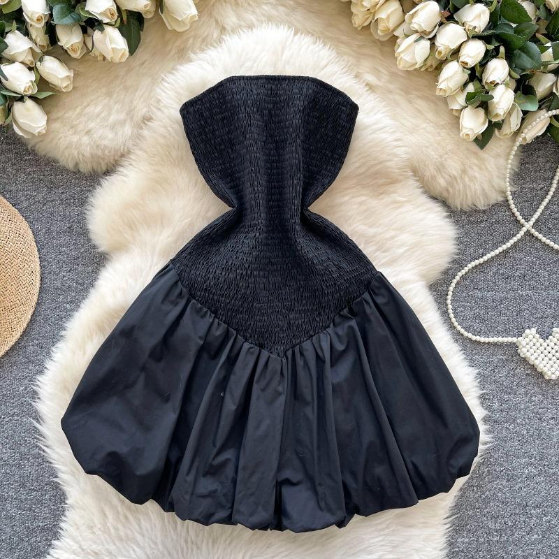 

Платье без бретелек для женщин, летнее, утягивающее и пышное платье с цветочным узором One Size