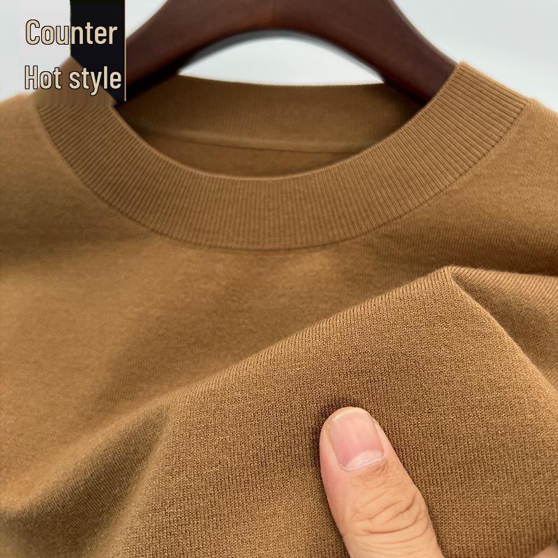 Romon Men's Crew Neck Wool Sweater - Long Sleeve Knitted Top for Spring, Autumn, and Winter