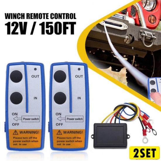 Wireless Winch Remote Control Kit 12V 150Ft Twin Switch Handset Receiver 1/2Set