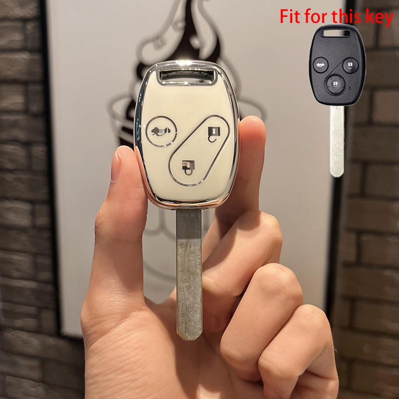 

Чехол для дистанционного ключа автомобиля из ТПУ с 2/3 кнопками для Honda Fit CIVIC JAZZ Pilot Accord CR-V Freed Freed Pilot StepWGN Insight Protector 3 Button Key Case белый