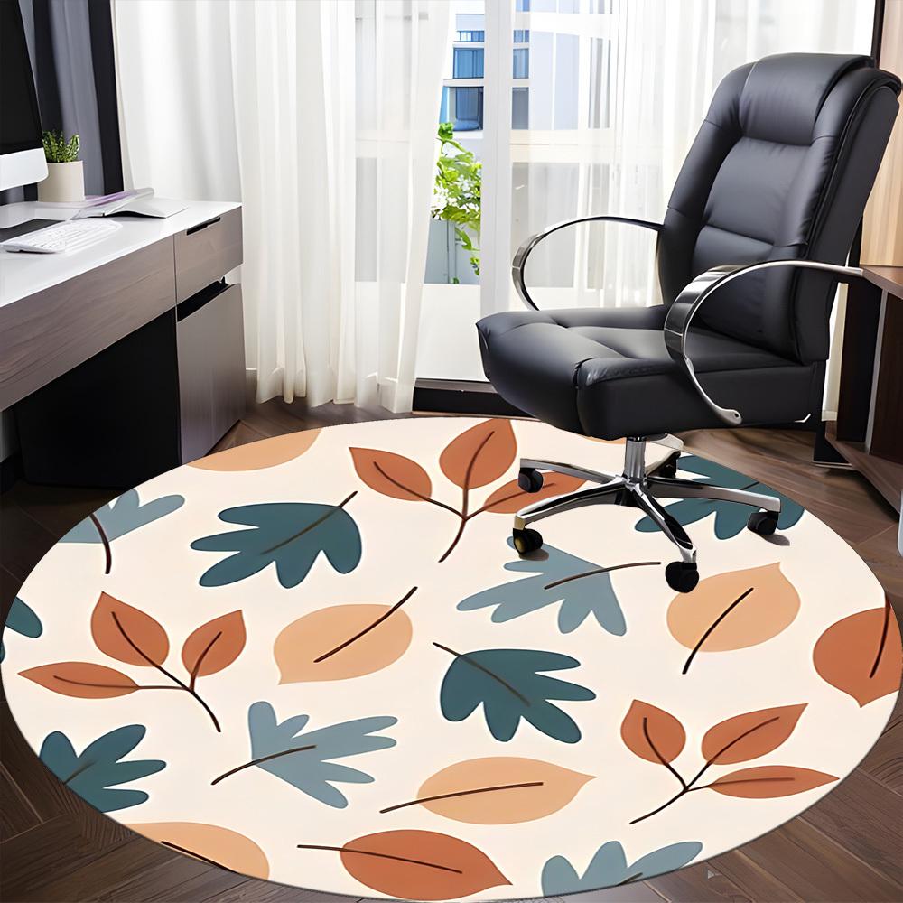1pc Autumn Leaves Office Round Area Rug,  Mat Suitable For Office, Under Office Chairs Bedroom Living Room Home Decor, Room Deco