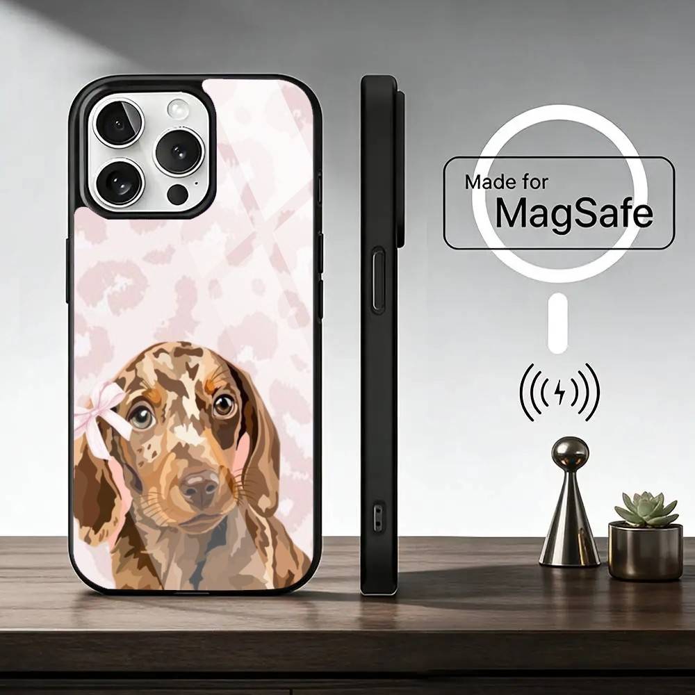 Cute Dachshund Bulldog Phone Case For iPhone17,16,15,14,13,12,11 Plus,Pro Magnetic For Magsafe Wireless Charging