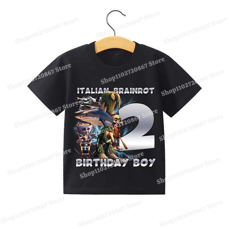 Tung Tung Tung Sahur Children T-shirt Italian Brainrot Creative Cartoon Short Sleeve Household Clothes Top Fashion Anime Kid Tee