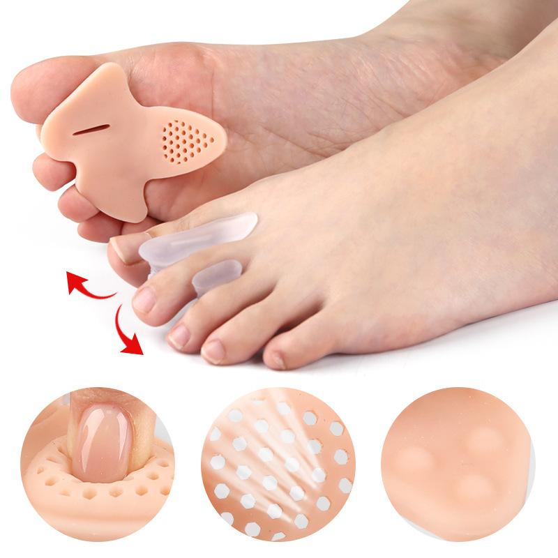 1Pair Silicone Thumb Valgus Toe Separator Soft Shock-Absorbing Massage Forefoot Pad With Holes  Bunion Corrector