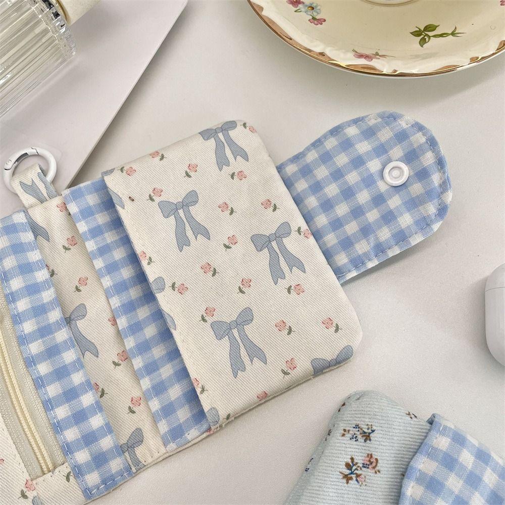 With Key Ring Fabric Floral Card Bag Cute Multiple Card Cloth Printed Wallet Korean Style Fashion Card Storage Bag Girls Women