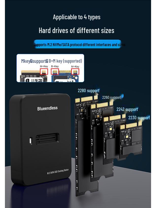 SATA/NVMe Dual-Protocol High-Speed Reader & External HDD Copier M.2 SSD Enclosure Dock