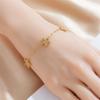 18K Gold Plated Dainty Chain Bracelet with 3D Flower Charms, Adjustable Minimalist Floral Bracelet, Elegant Jewelry for Women Daily Wear Gift