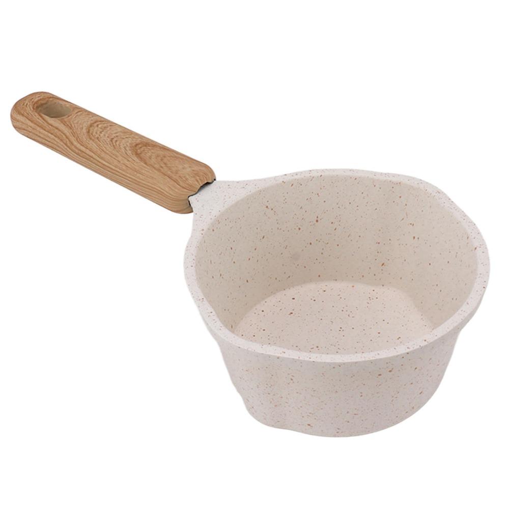 White Non-stick Pan Flat Bottom Cooking Pot Butter Melting Pot Sauce Pan  Soup Making