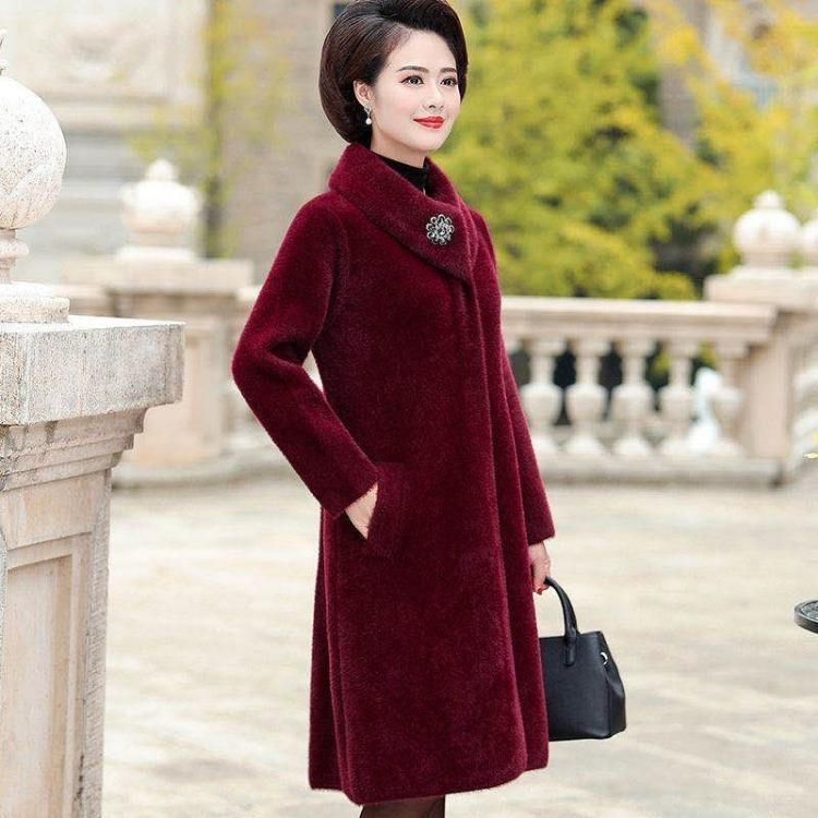 Warm Winter Faux Fur Coat Long Loose Overcoat Women Lapel Jacket Female Thick