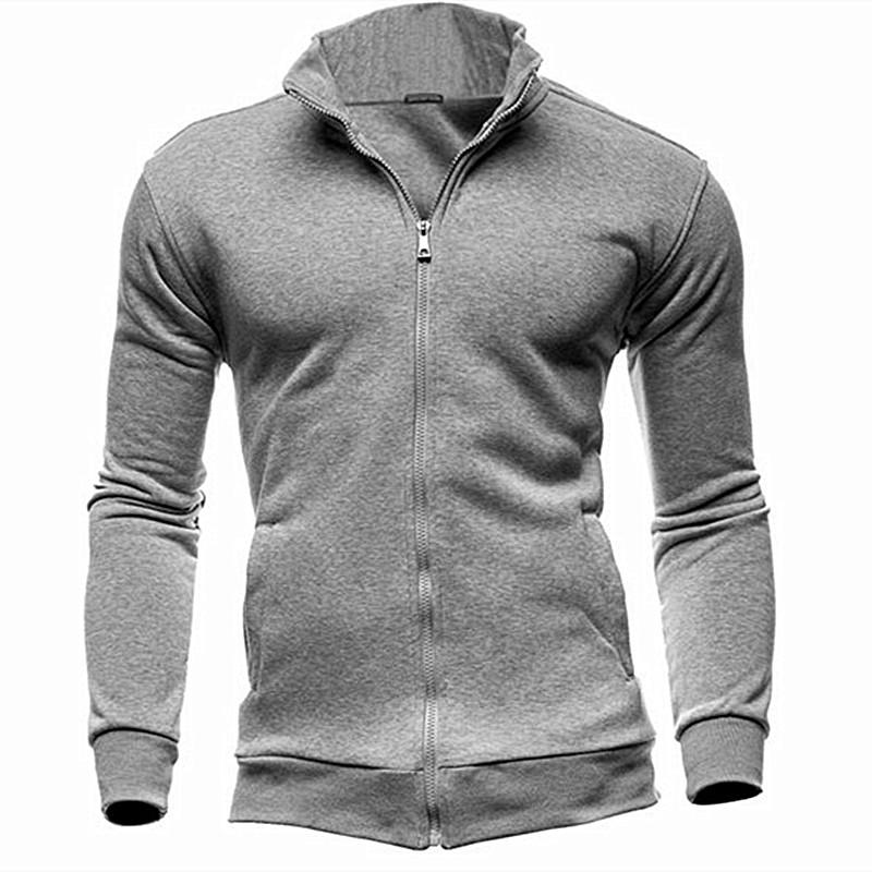 Men's No Hoodies Sweatshirts Zipper Stand Collar Men Sweatshirts for Male No Hooded Sweatshirt Man Pullover