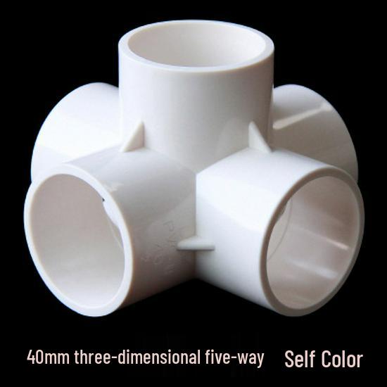 PVC Multi-Way Fittings: 3D Tee, 4-Way, 5-Way, 6-Way, 90° Elbow for Water Pipes (Sizes: 20, 25, 32, 40, 50).