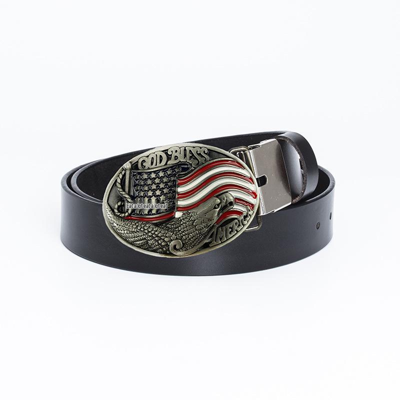 Bronze Eagle Buckle American Flag Leather Belt - Men s Fashion Accessory 100cm серебряная пряжка черный ремня
