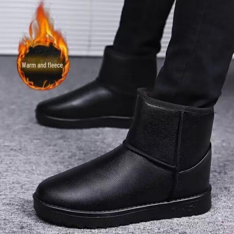 

Мужские зимние ботинки из меховой кожи — теплая бархатная подкладка, плотный двойной хлопок, зимняя обувь для активного отдыха. 39 (runs small, order one size up)