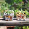 Vintage Rustikaler Harz-Blumentopf Haus für Sukkulente Pflanzen, Mini-Gartendekor im Landhausstil
