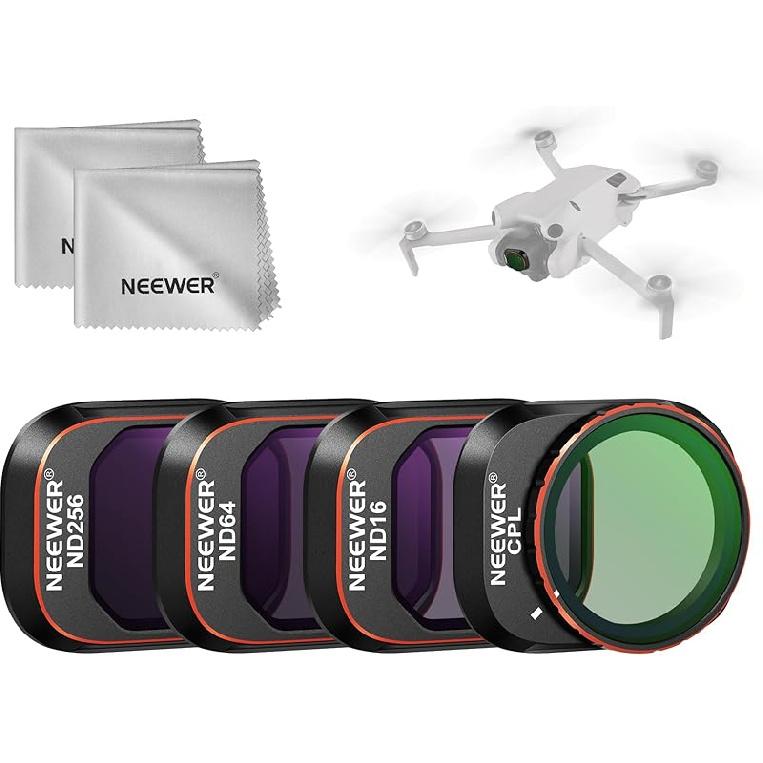 NEEWER ND & CPL Filter Set Compatible with DJI Mini 4 Pro, 4 Pack ND16 ND64 ND256 CPL Polarizer and Neutral Density Filters Drone Lens Accessories,