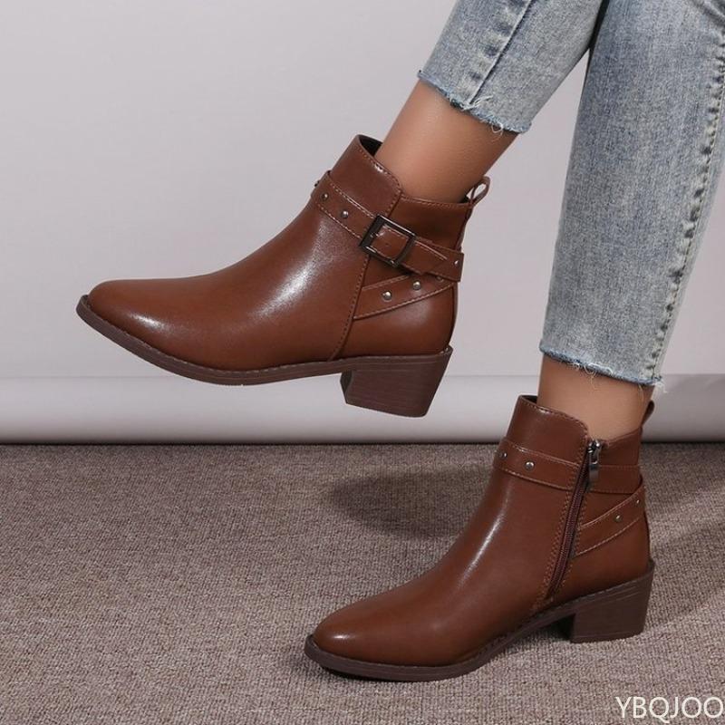 Fashionable Versatile Autumn Winter New Style Thick Heel Pointed Toe Women'S Boots Elegant Simple Women Shoes Short Boots