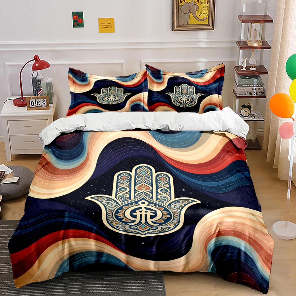

Hand design, multicolor waves. Bedding sets Duvet cover sets Duvet covers Pillowcases(1 * Duvet Cover 2 * Pillowcases, without duvet insert) 135x200cm