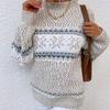 2024 Autumn and Winter Fashion Christmas Snowflake Pattern Semi-turtleneck Sweater Pullover Women's Clothing
