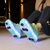 Kid's Roller Skates Removable Flat Charging LED Four Wheels Glowing Sports Shoes Pink Women's Glowing Sneakers