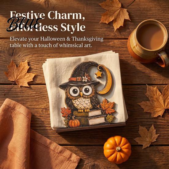 Halloween Themed Table Decor Wood Napkin Holder Vintage Rustic Dispenser Organizer Spooky Ghost Black Cat Kitchen Organizer Boo Tissue Stand