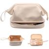 Double-Layer Cloud Makeup Bag for Women: Large-Capacity, Portable Travel PU Toiletry & Cosmetics Organizer