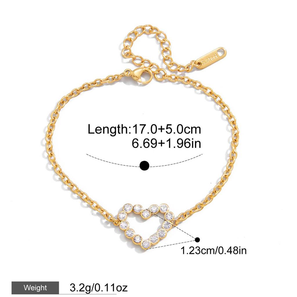 Yori Fashion Stainless Steel Openwork Heart Bracelet 18k Gold Plated Waterproof Jewelry For Women Charm Fashion