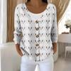 Women's Fashion Long Sleeve Christmas Snowman Snowflake Print Jacket Cardigan
