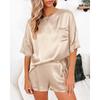 Women's Casual Solid Color Pajamas Housewear Short Sleeved Shorts Loose Two-piece Suit