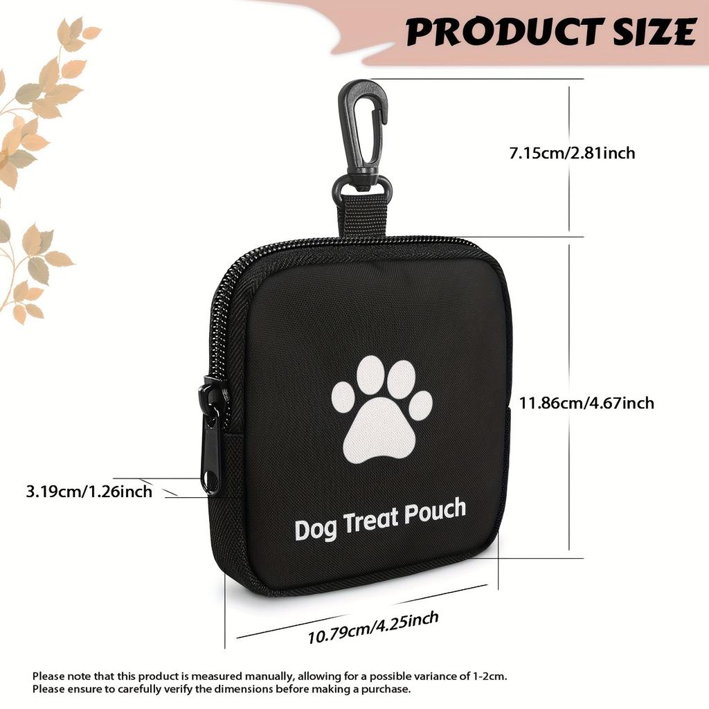 Small Dog Food Bag PU Leather Paw Print Dog Treat Pouch Waterproof Faux Leather Zipper Pouch Multi-functional Travel Train Bag
