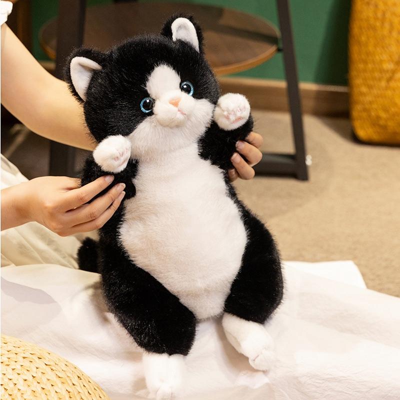 45cm Funny Cute Soft Cat Cow Cat Plush Toys Siamese Kitten Pillow Bed Sleep Home Decor Doll for Birthday Gift