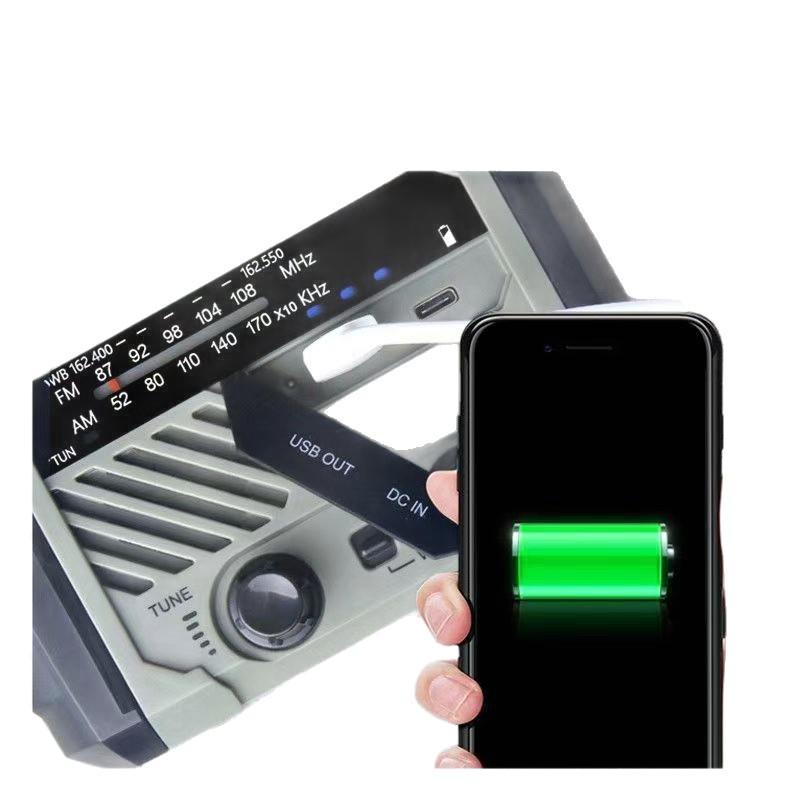 Multifunctional Solar-Powered Emergency Radio & Flashlight with Hand-Crank Power Generator and Waterproof Power Bank