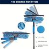 2-in-1 High Waist Window Cleaning with 10 Joint Extension Pole Stainless Steel Scraper and Squeegee Reusable Microfiber Cloth
