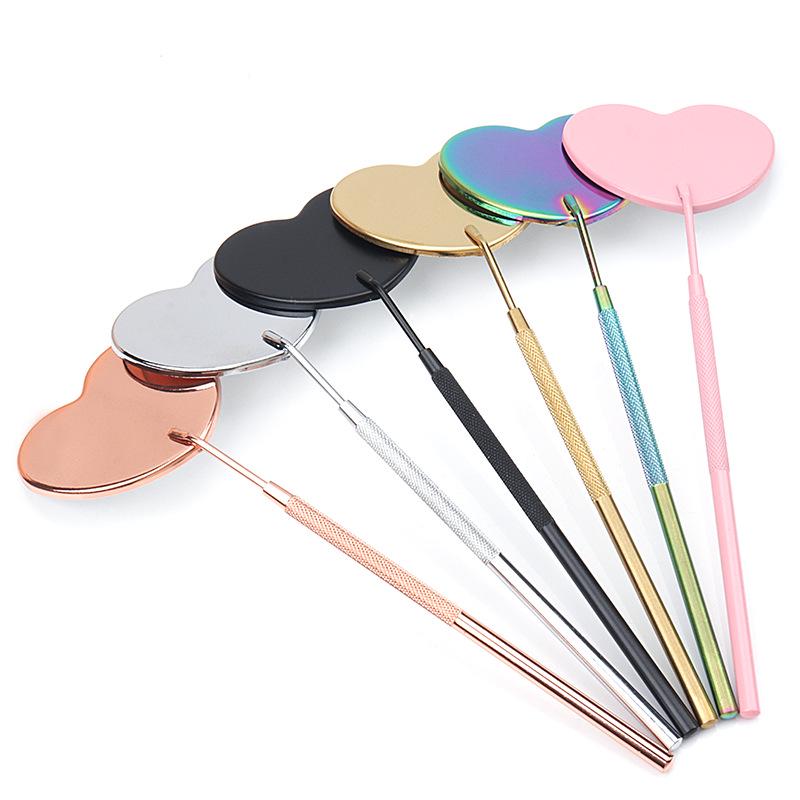 Heart-Shaped Anti-Fog Eyelash Extension Mirror - Stainless Steel, Anti-Curl Design