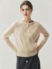 Women's Asymmetrical Cross-Collar Cashmere Sweater with Rolled Cuffs – Elegant Autumn/Winter Knitted Base Layer