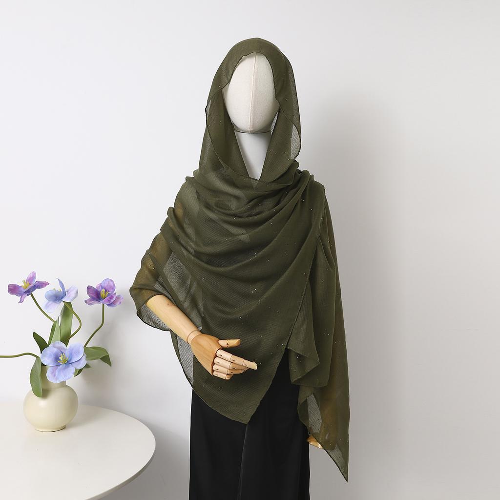 Spot Thin Solid Color Polyester Cotton Monochrome Sprinkled Gold Small Sequins Scarf Women'S Bag Headscarf Shawl Xiyin