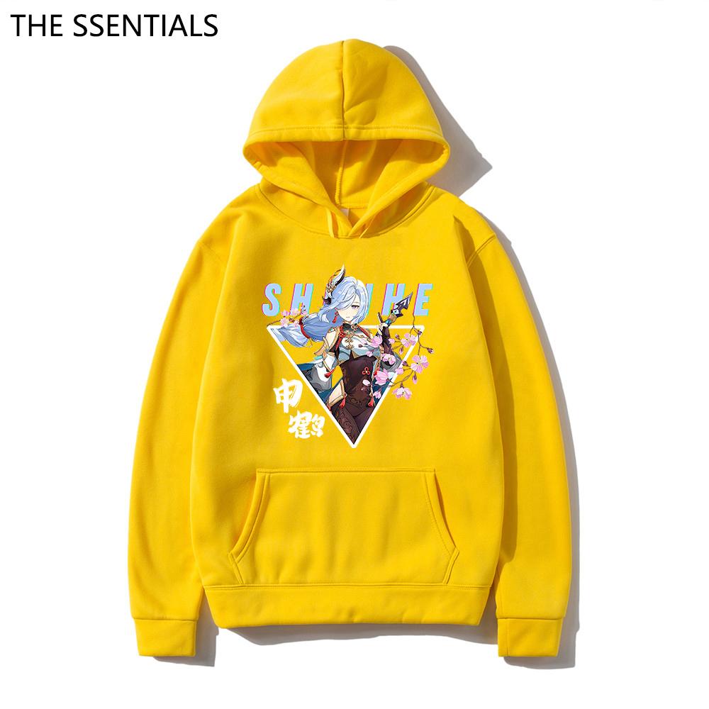 Shenhe Толстовка унисекс Harajuku Графический Kawaii Genshin Impact Толстовки унисекс Зимний эстетический пуловер Толстовки Genshin Толстовка Топы L 4663₽