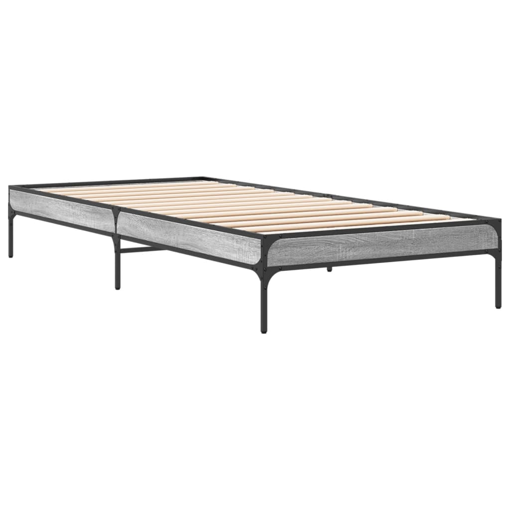 Bed Frame Gray Sonoma 90x190 cm Particleboard and Metal