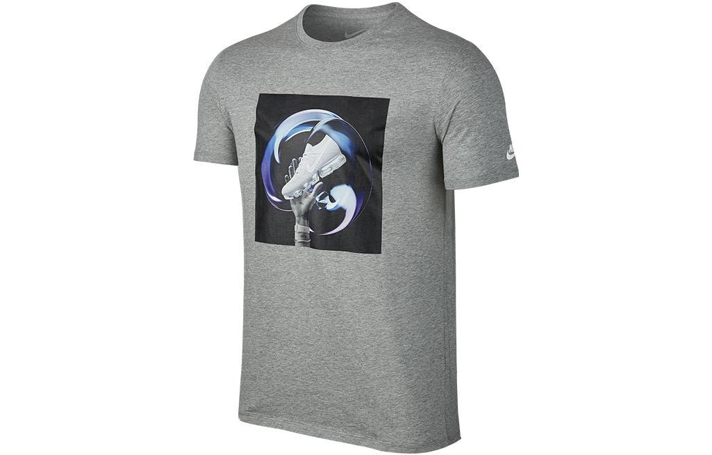 Nike T Shirts Men s Gray Crew Neck Moderate Straight Fit AH8400-063 M