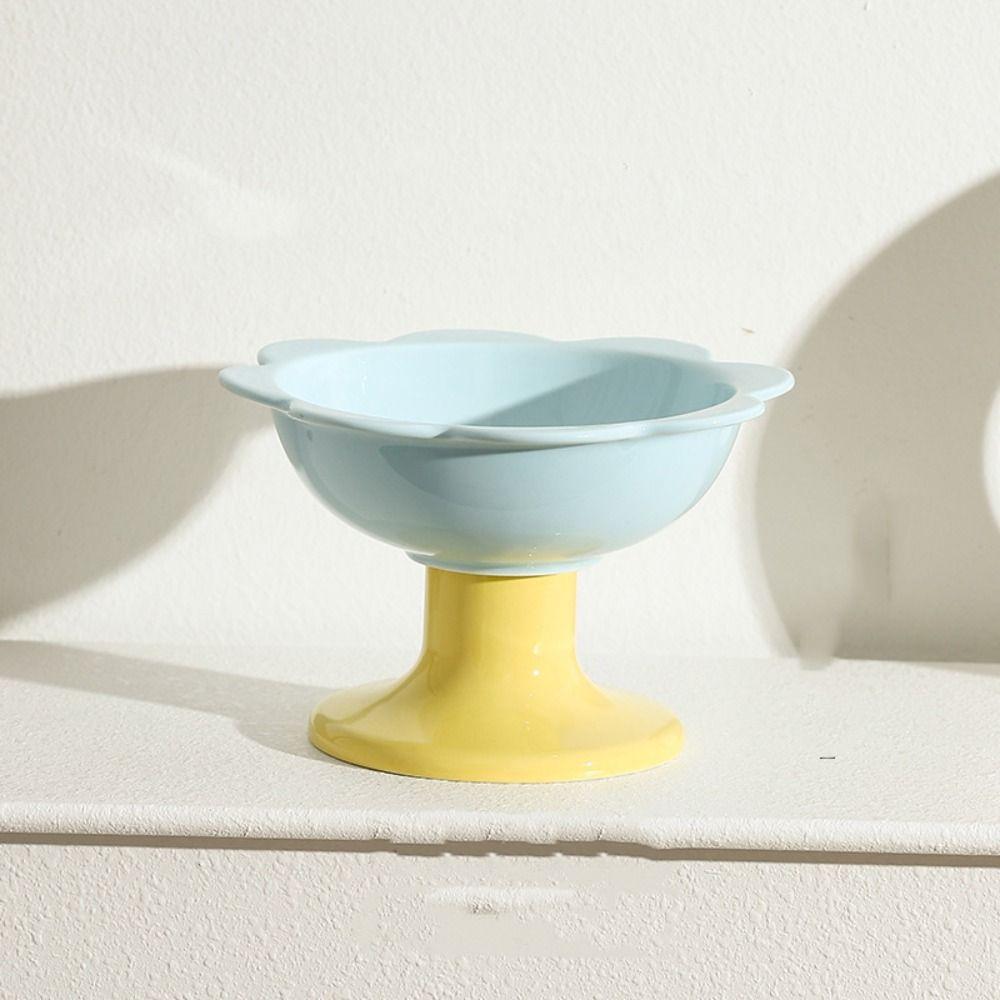 With Flower Design Cat Bowl Ceramic Dog Food Feeding Basin Pet High Foot Bowl  Kitten Puppy